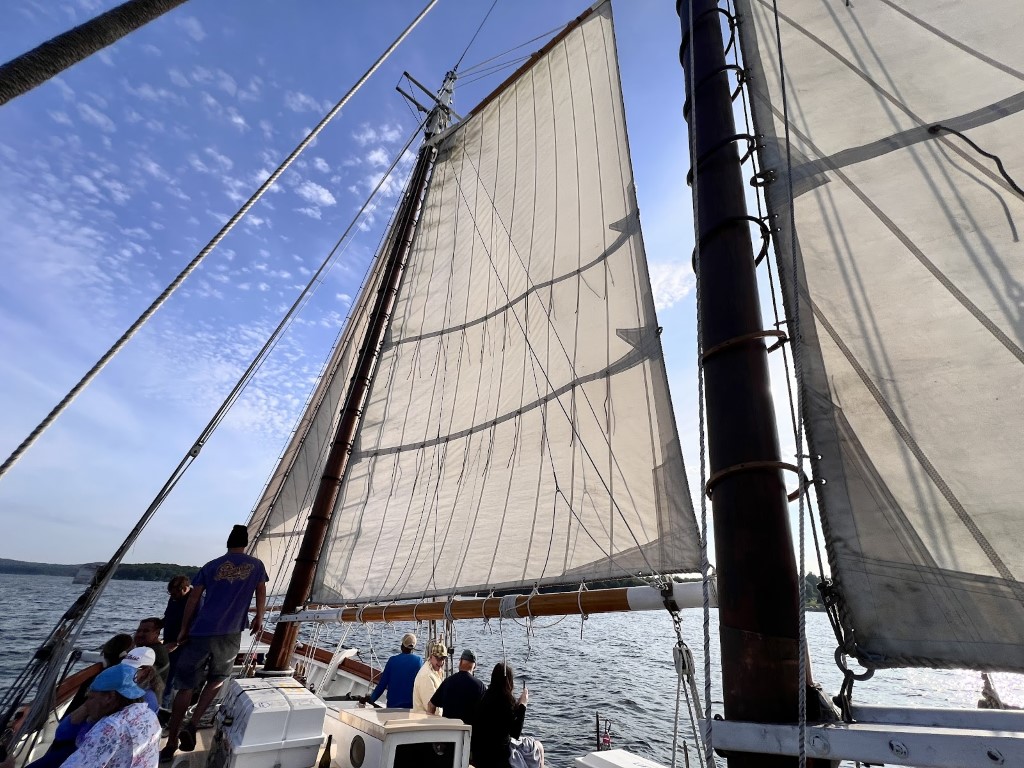 The Schooner Charm with her sails hoisted